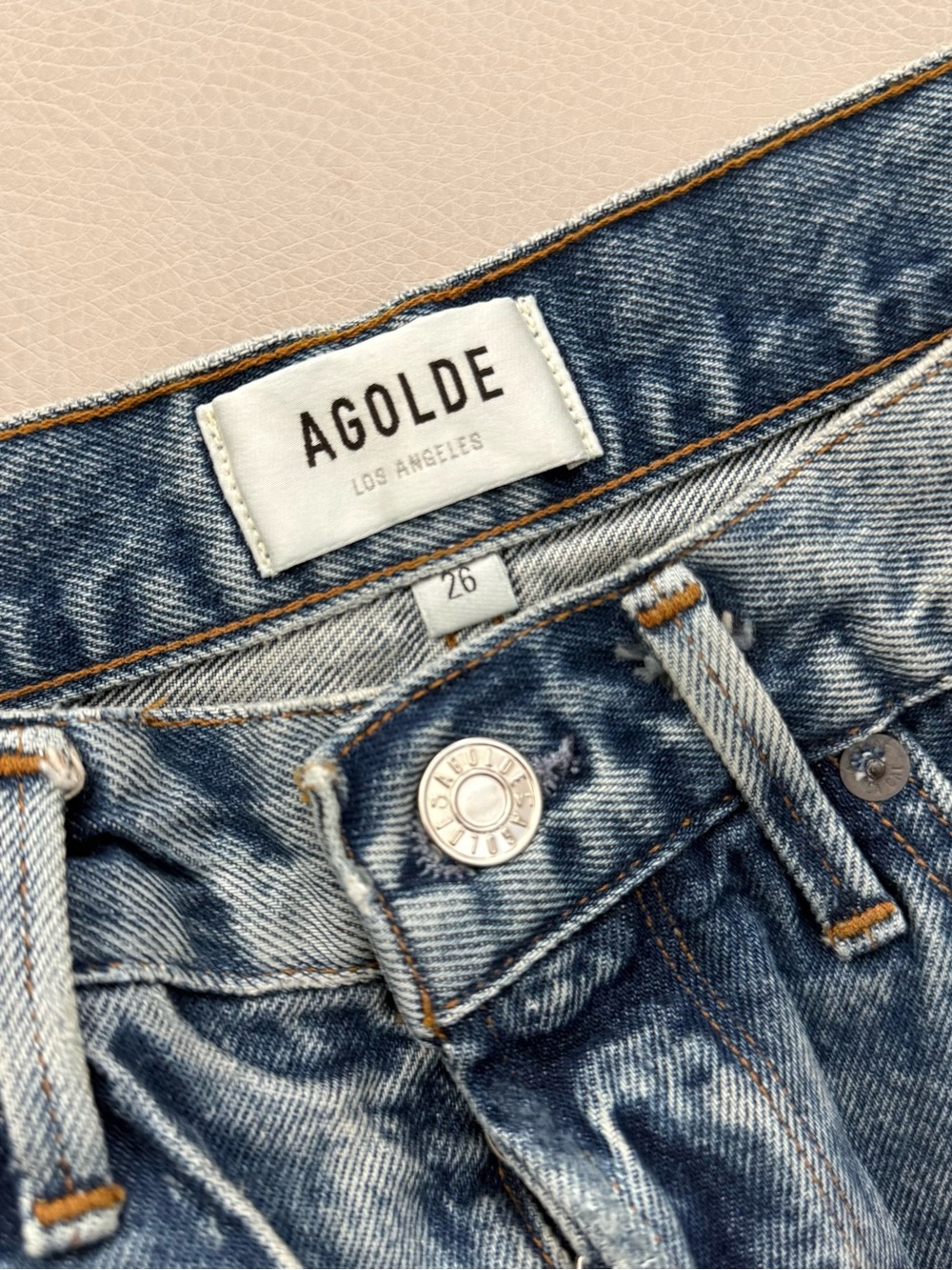 Agolde Jaden High-Rise Distressed Denim Shorts